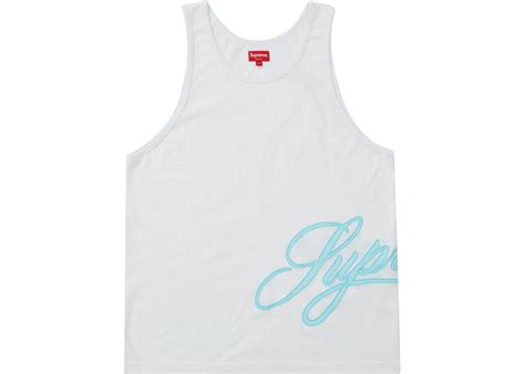 Supreme Mesh Script Tank Top White Men's 